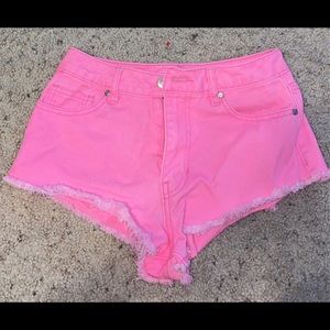 Neon Pink Jean Shorts